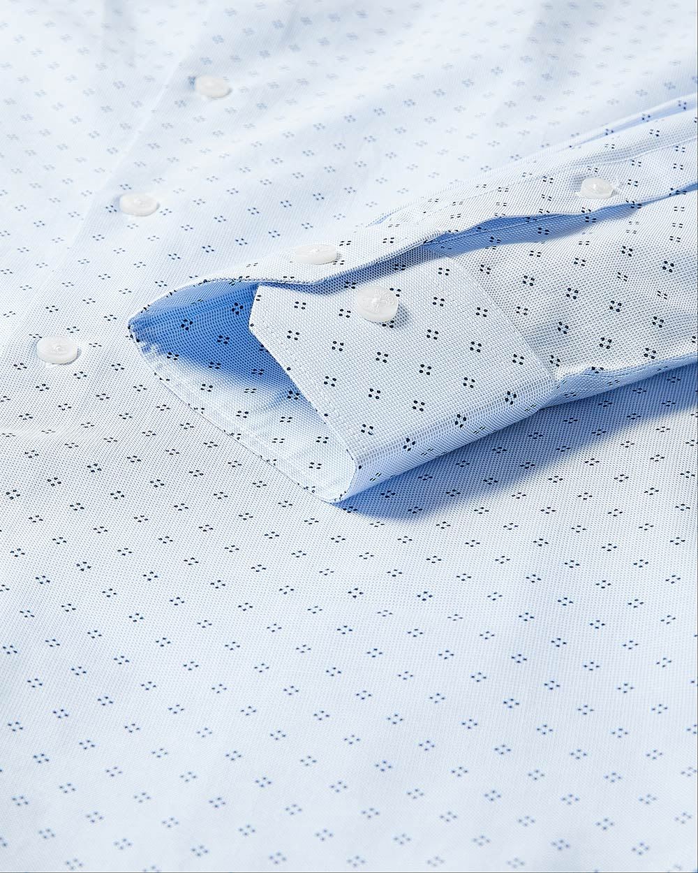 Tailored Fit Micro Geo Print Blue Dress Shirt