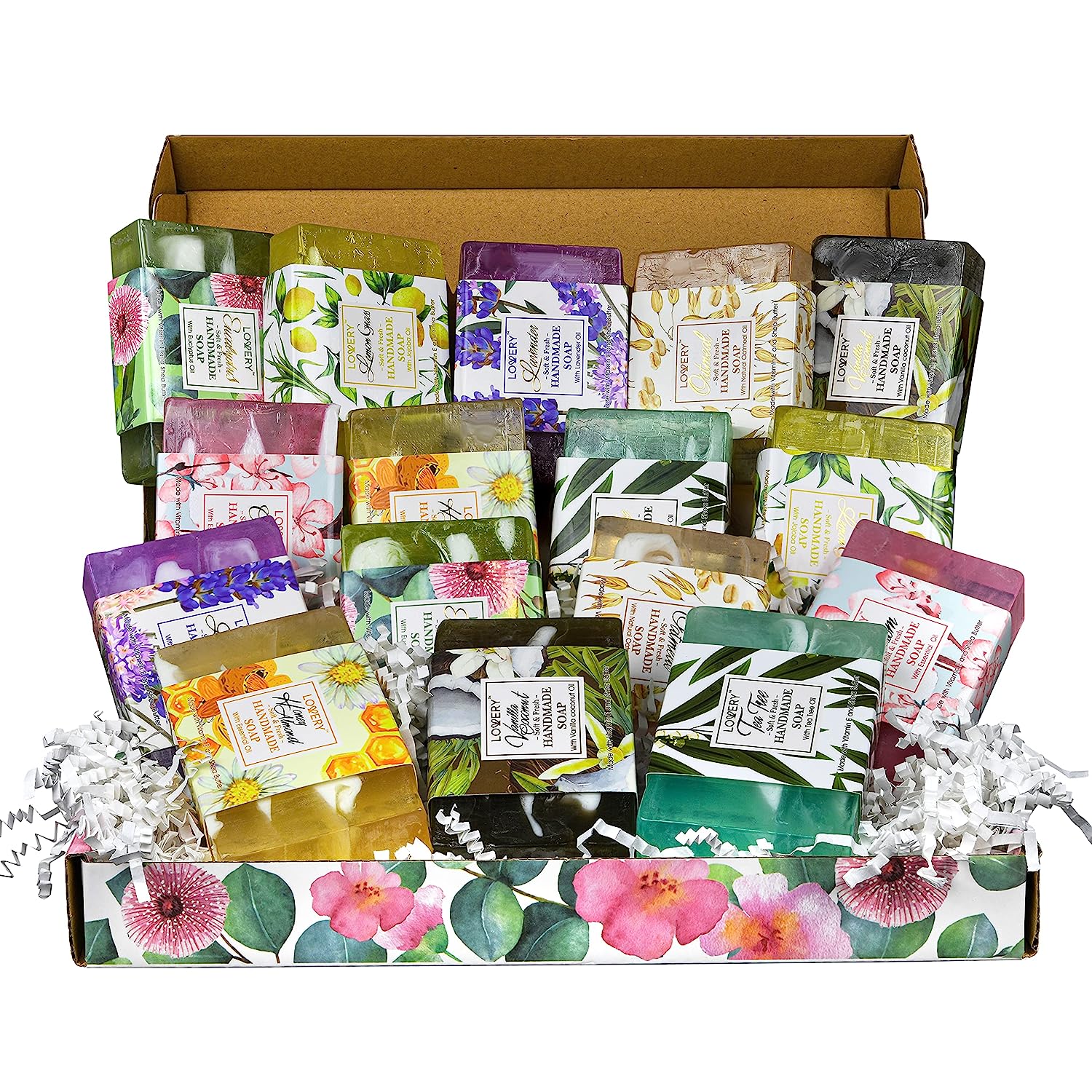 Lovery Handmade Soap Set - 8 Piece Variety Pack Luxury Bath Soap Gift Box