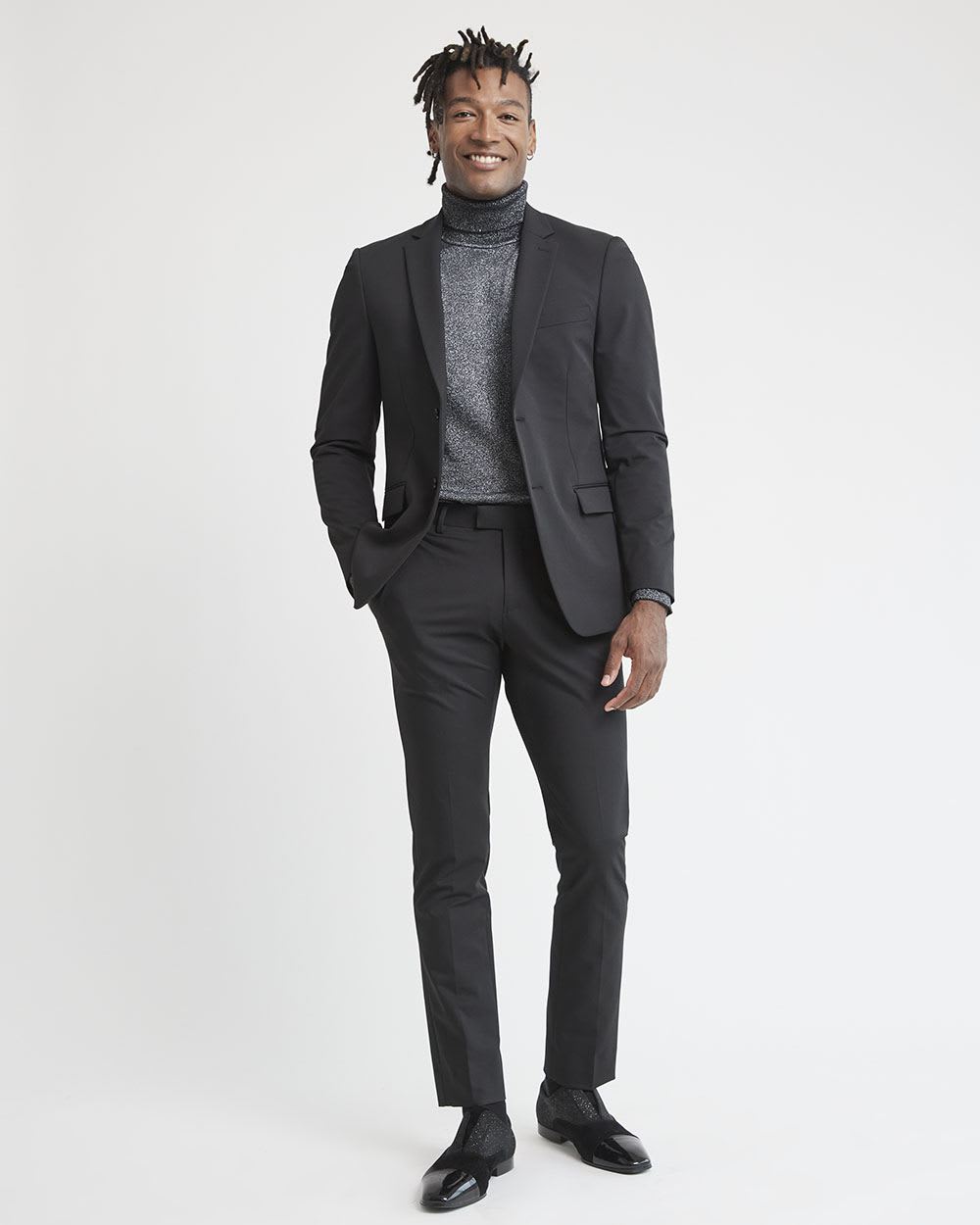 Long-Sleeve Turtleneck Sweater with Metallic Fibres