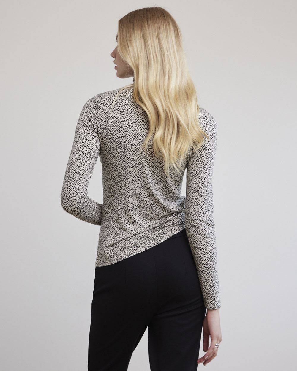 Fitted Long-Sleeve Mock-Neck Tee