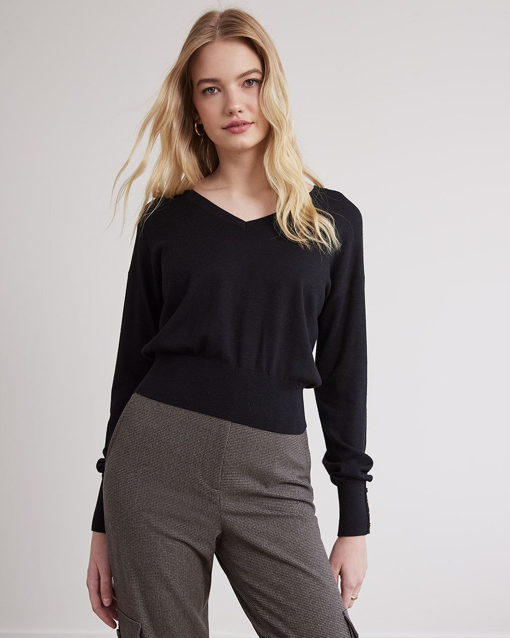 Long-Sleeve V-Neck Sweater