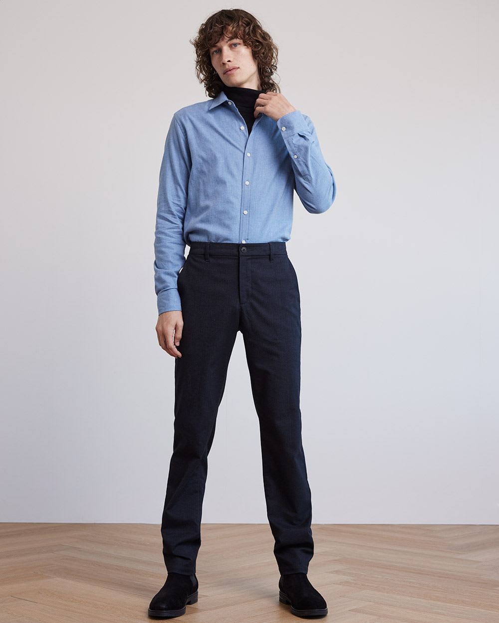 Slim-Fit Solid Flannel Shirt