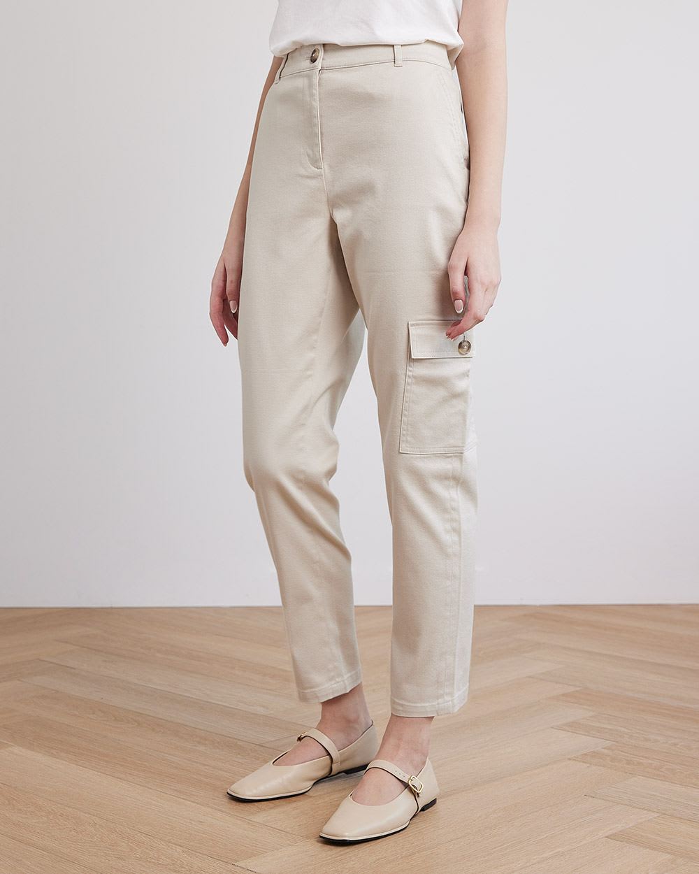 Cotton Twill High-Rise Tapered Cargo Pant