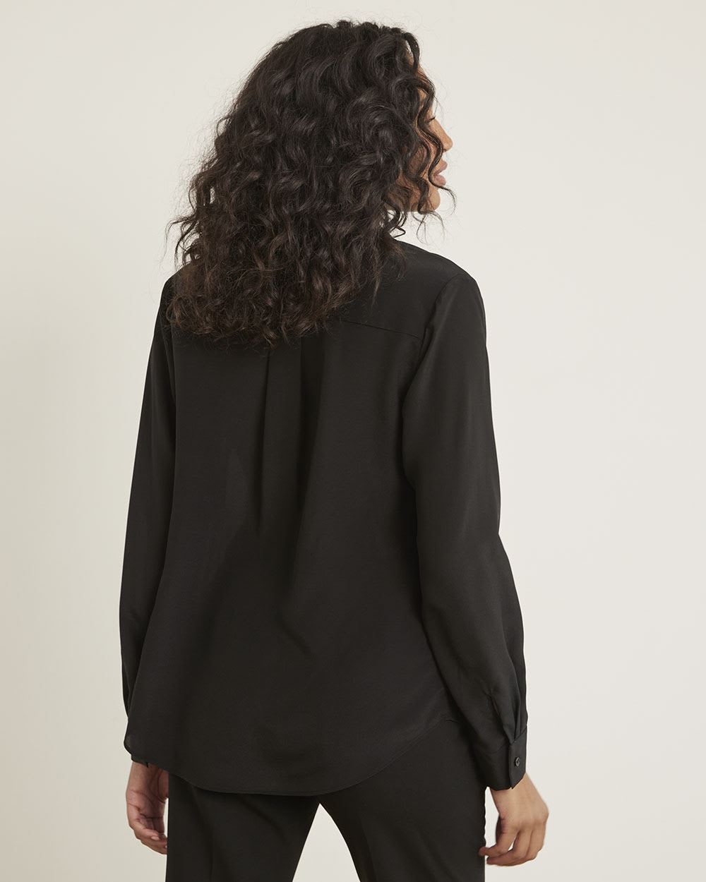Long-Sleeve Silk Buttoned-Down Blouse
