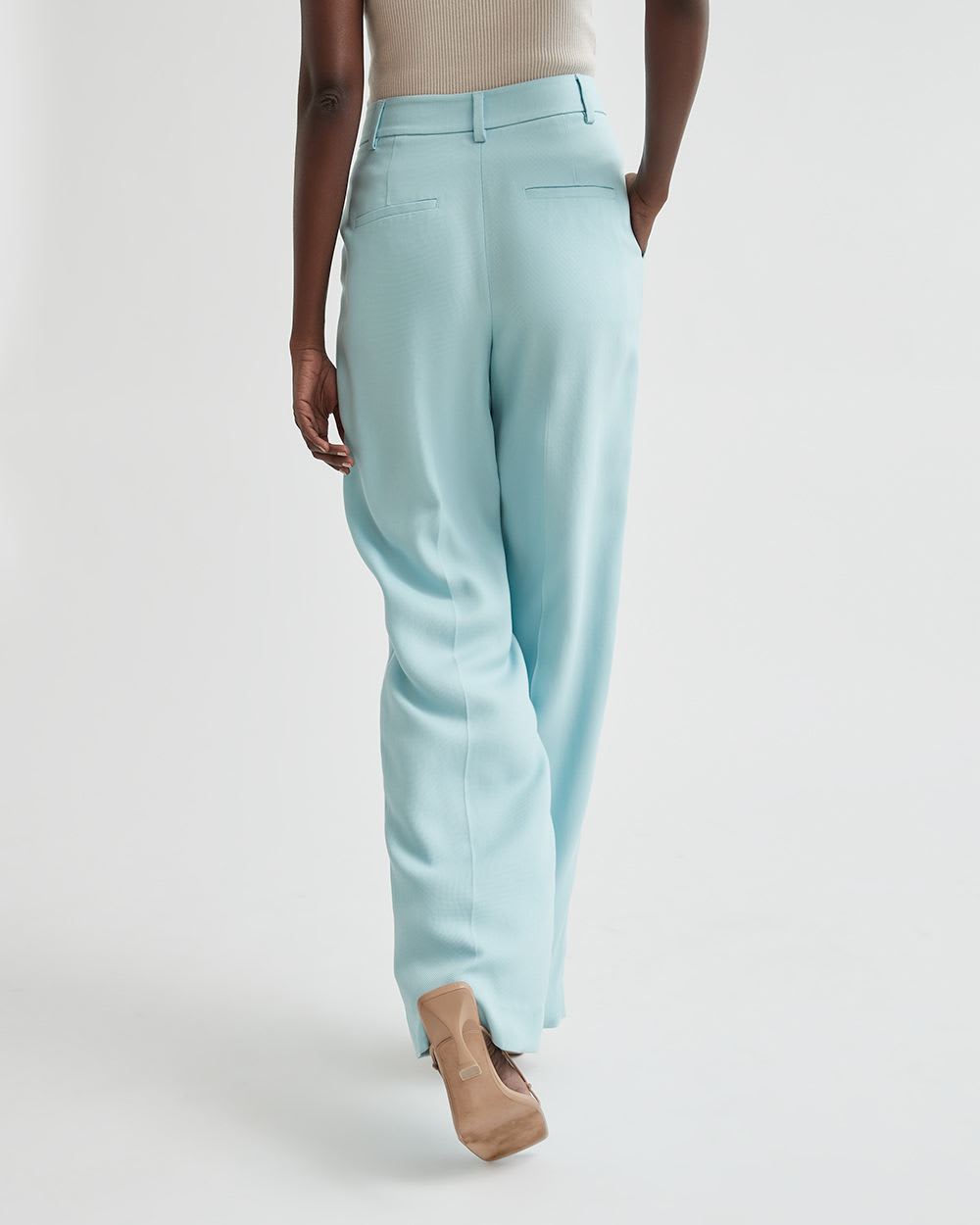 Light Blue High-Rise Wide-Leg Tencel Pant