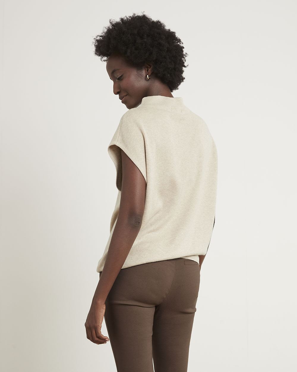 Sleeveless Funnel-Neck Sweater