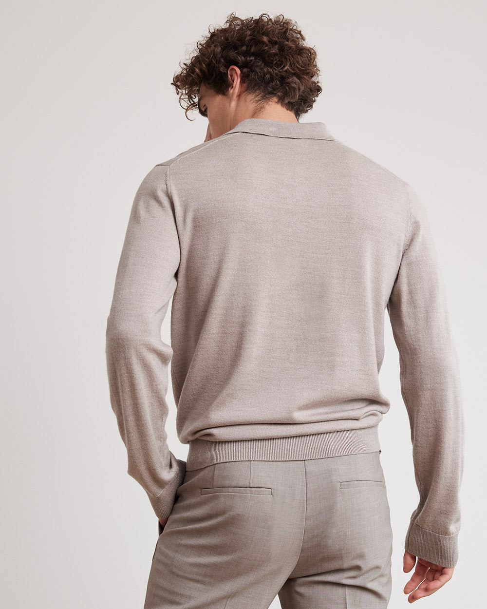 Long-Sleeve Merino-Wool Polo