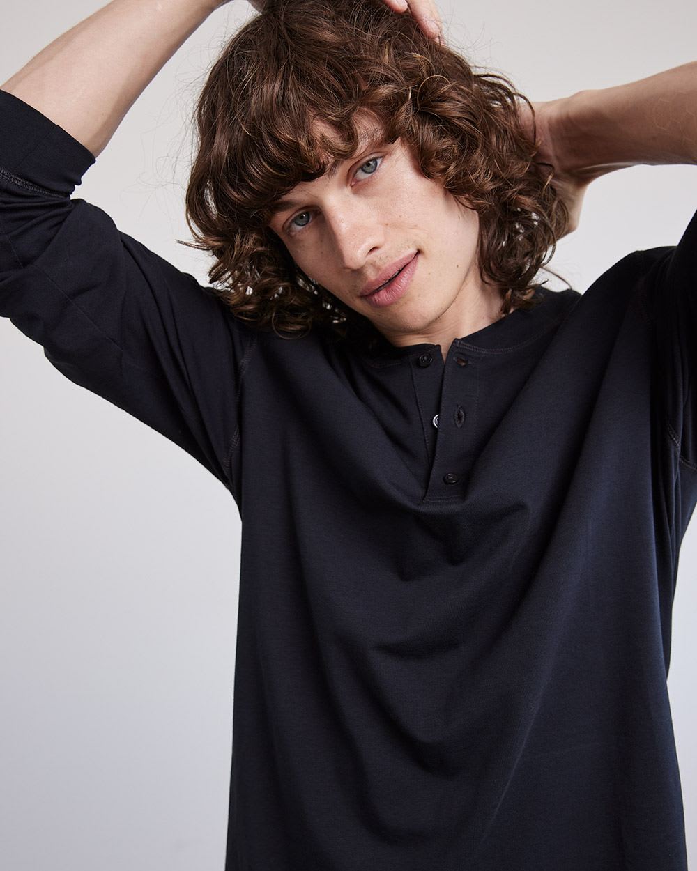 Supima (R) Cotton Long Sleeve Henley T-Shirt