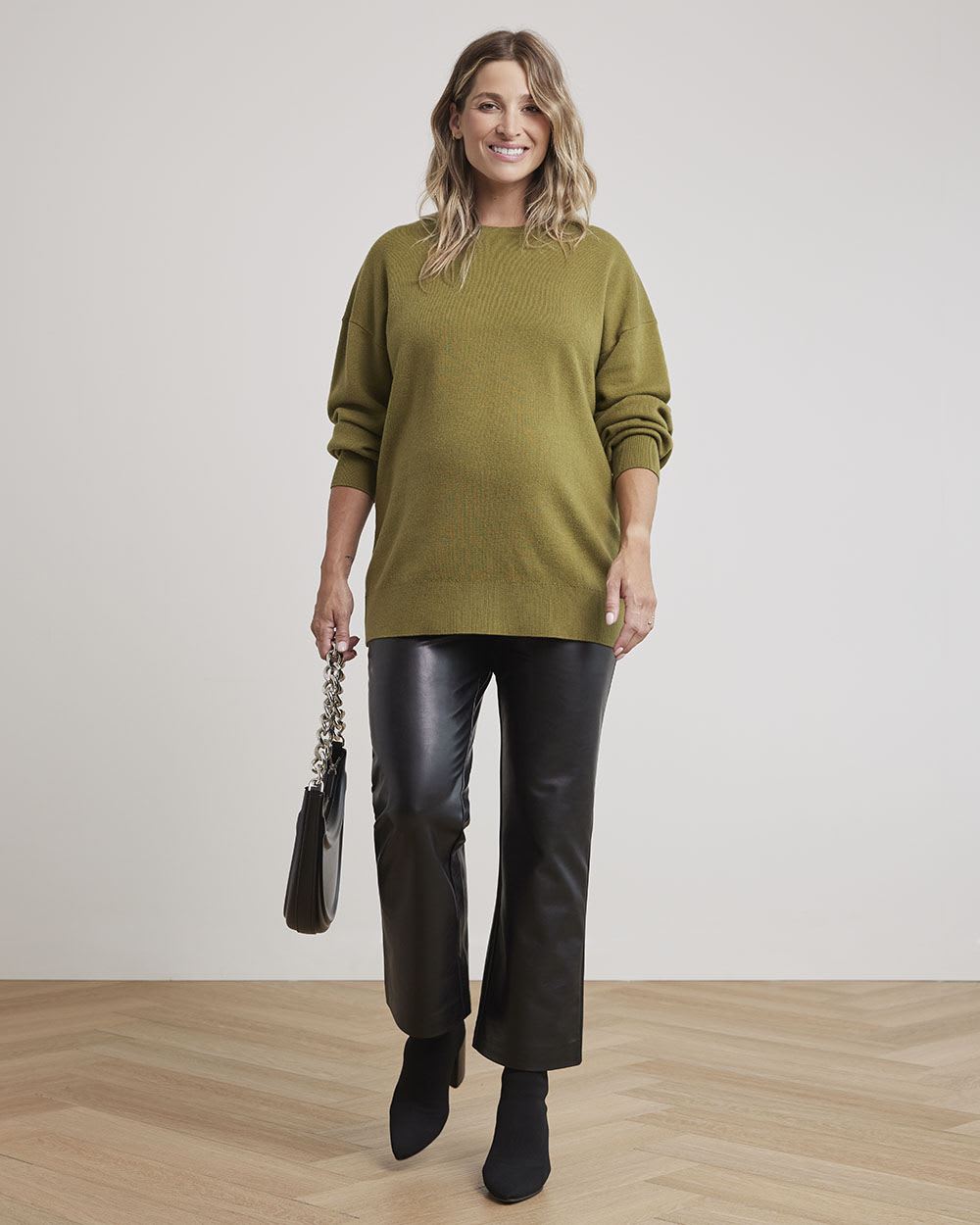 Long-Sleeve Sweater with Crew Neckline - Thyme Maternity