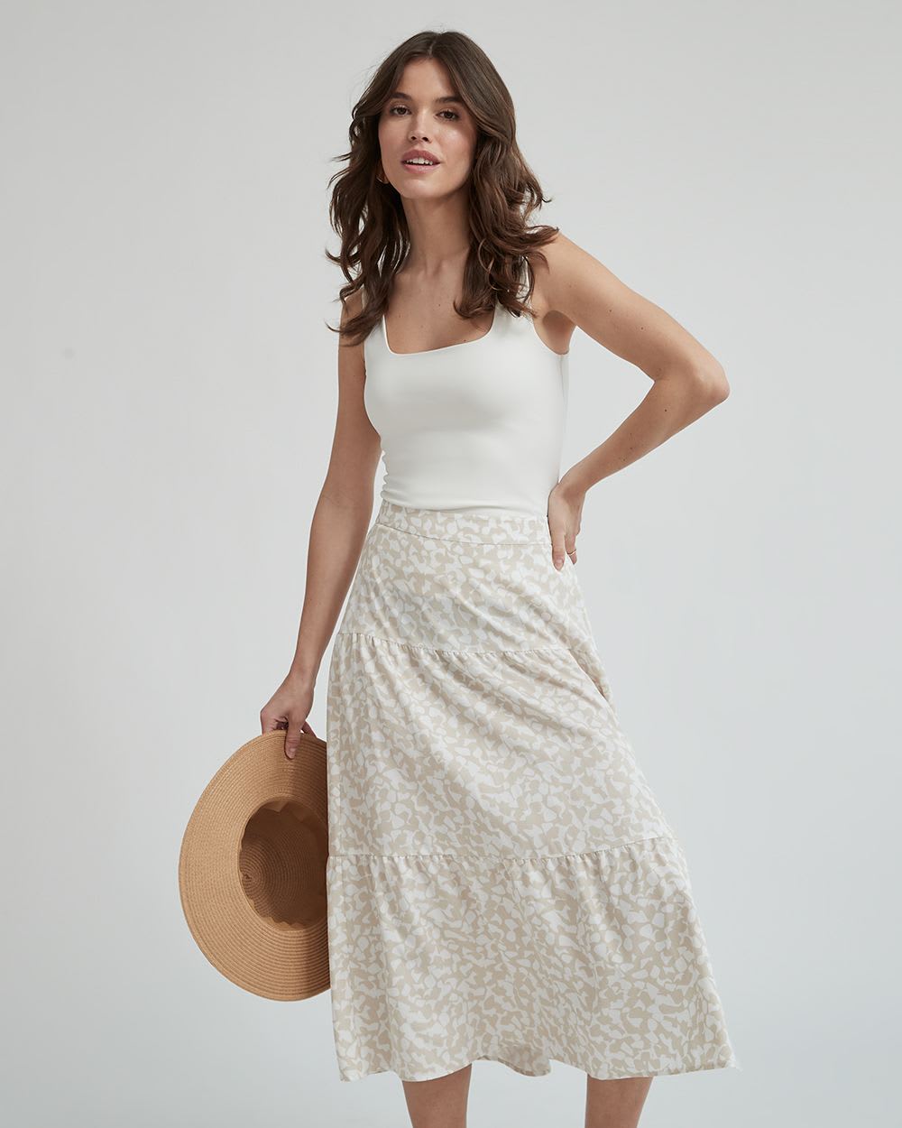 High-Waist Flare Fluid Maxi Skirt