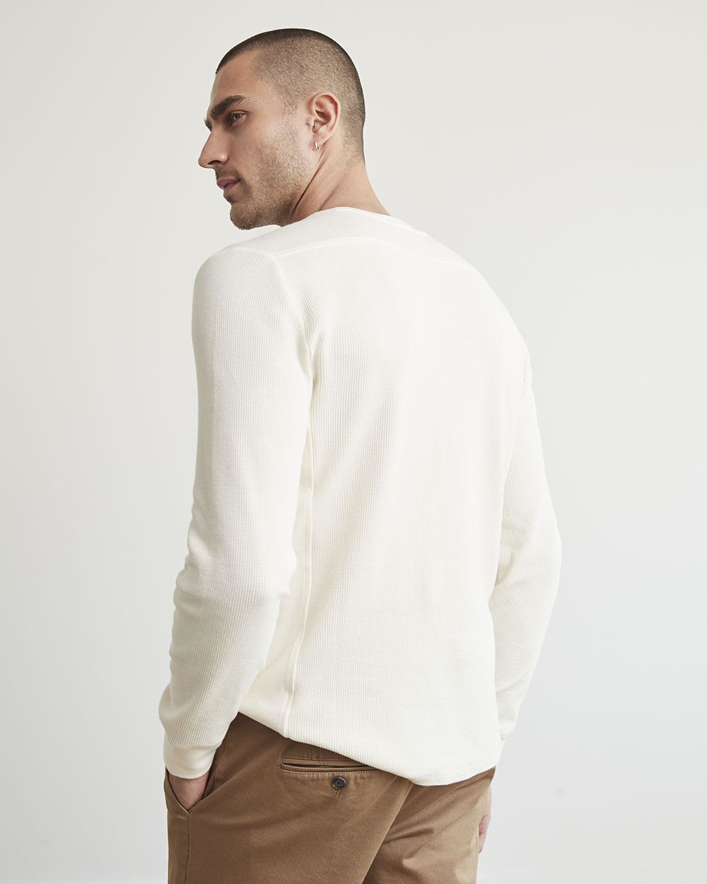 Long-Sleeve Crew-Neck Waffled Tee