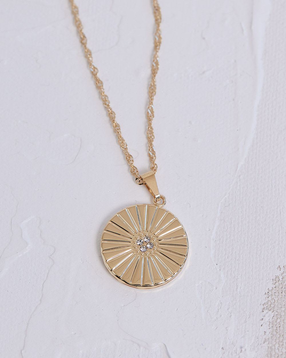 Long Necklace with Disc Pendant