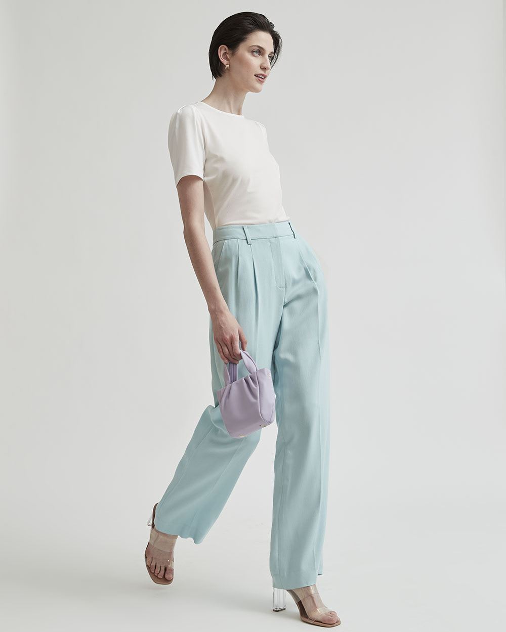 Crew-Neck T-Shirt with Short Puffy Sleeves