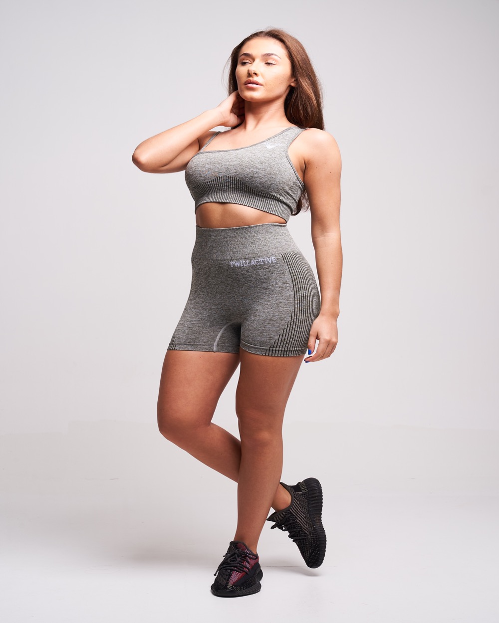 Twill Active - Fortel Recycled Ruched Booty Shorts - Petrol Marl