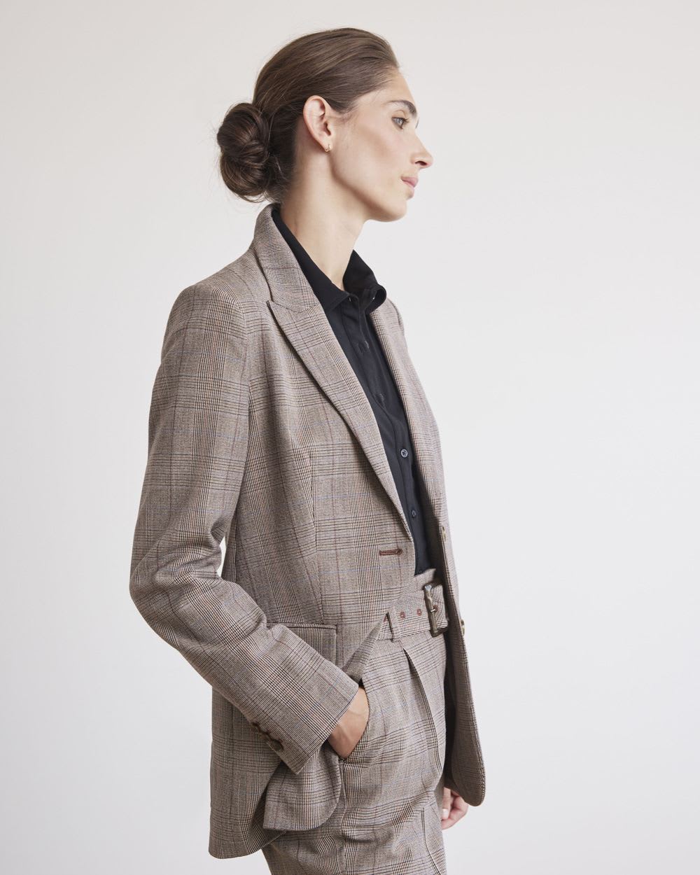 Relaxed Two-Button Plaid Blazer