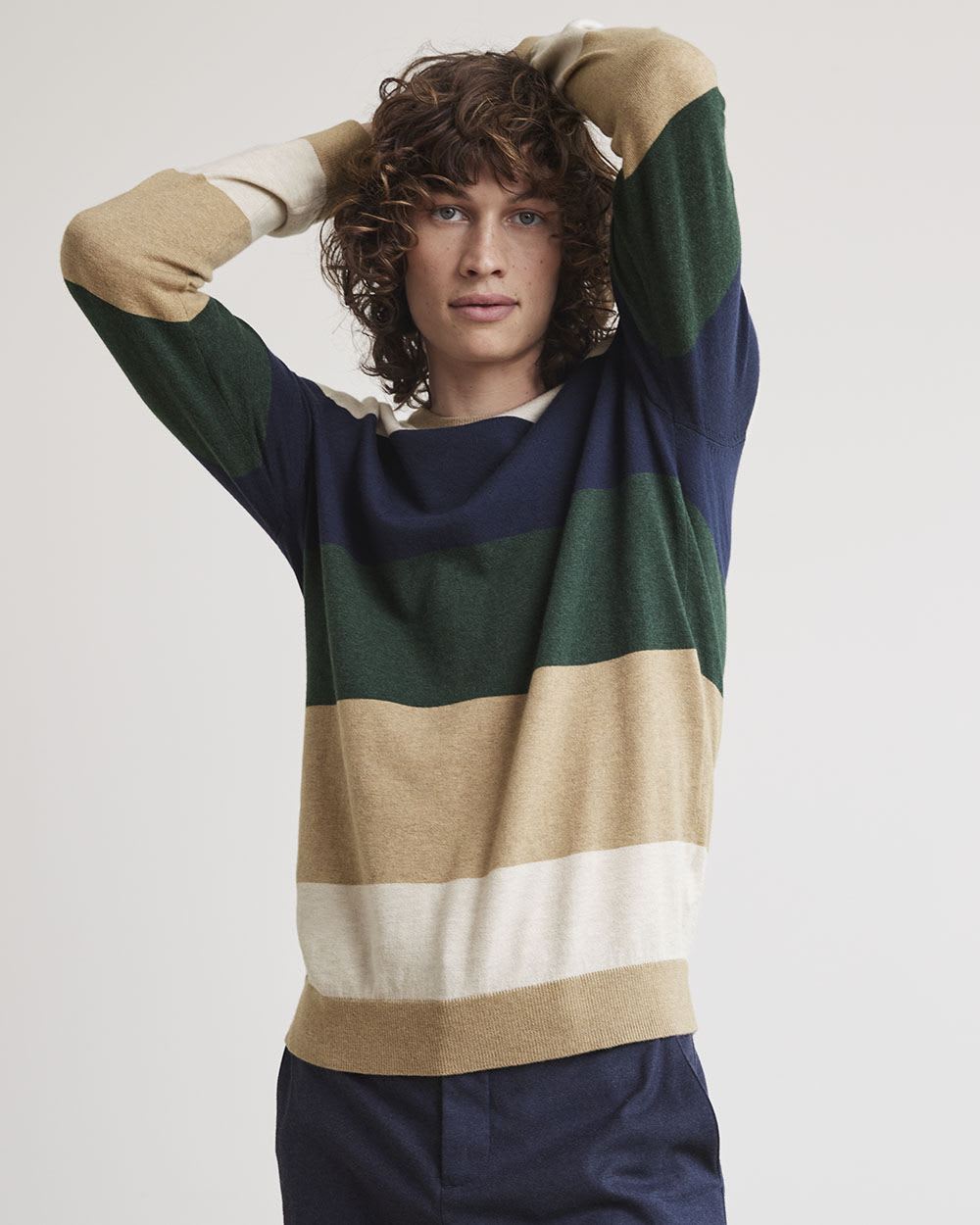 Crew-Neck Sweater with Colour Blocks