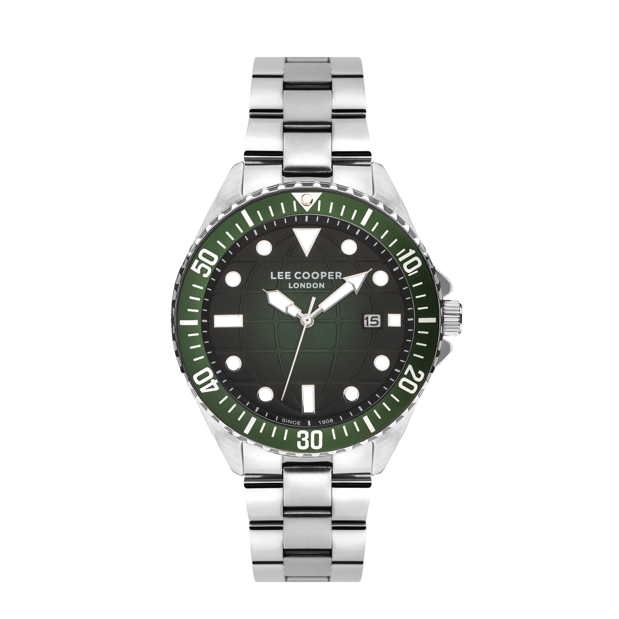 LEE COOPER-Men's Silver 45mm watch w/Black Dial