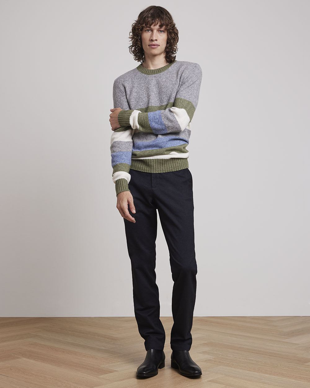 Solid Slim-Fit Brushed Pants