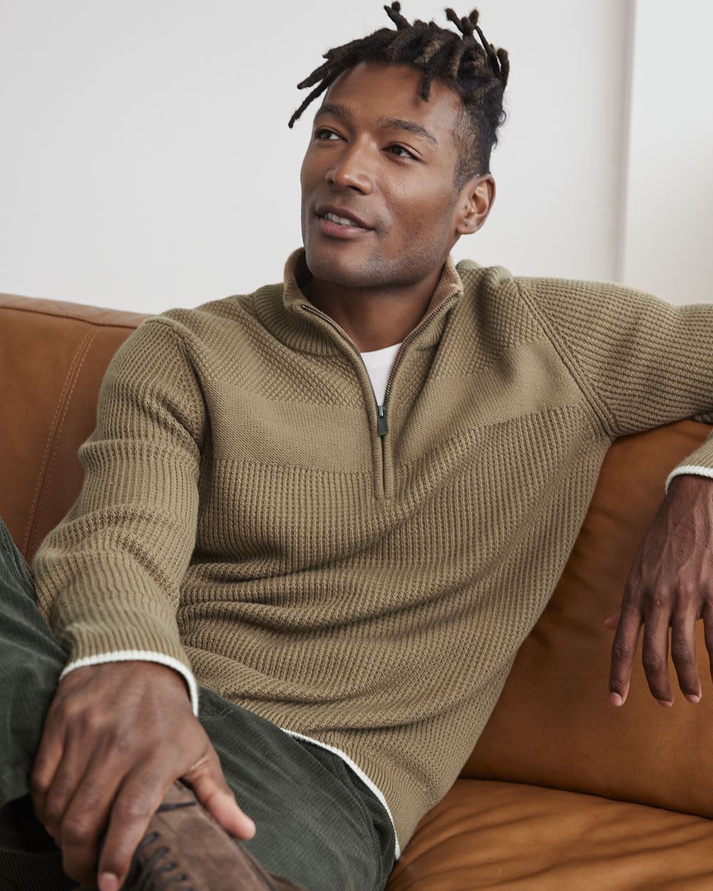 Mock-Neck Sweater with Half-Zip