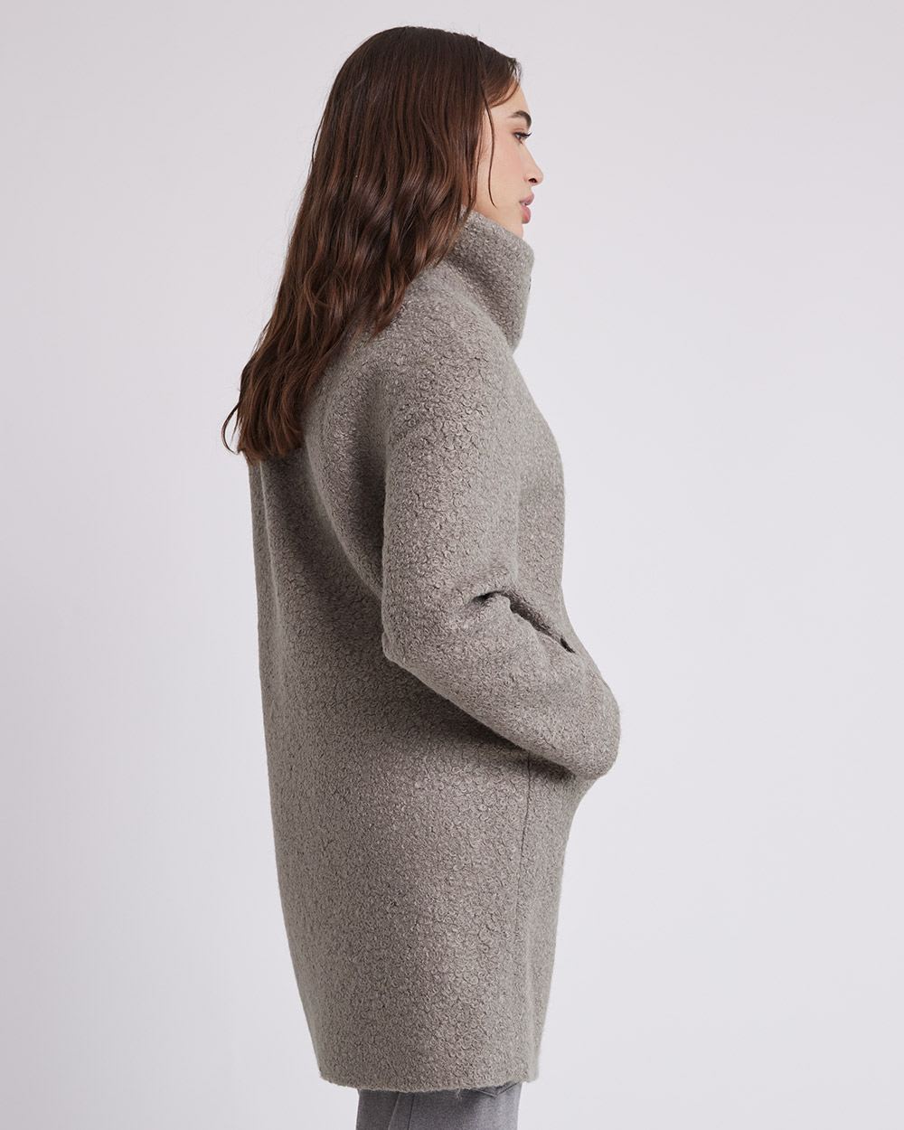 Classic Bouclé Coat with High Neckline