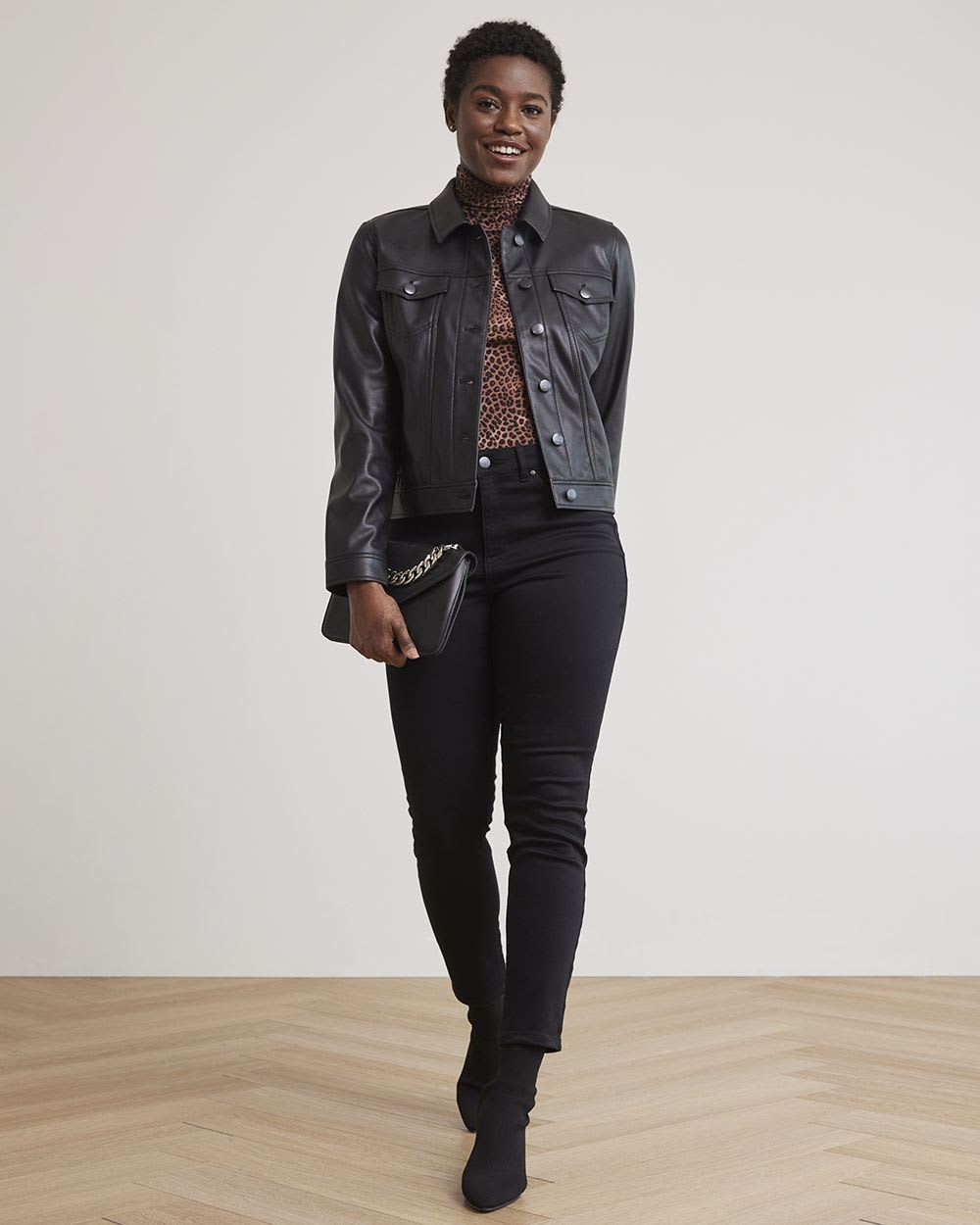 Stretch Faux Leather Jacket
