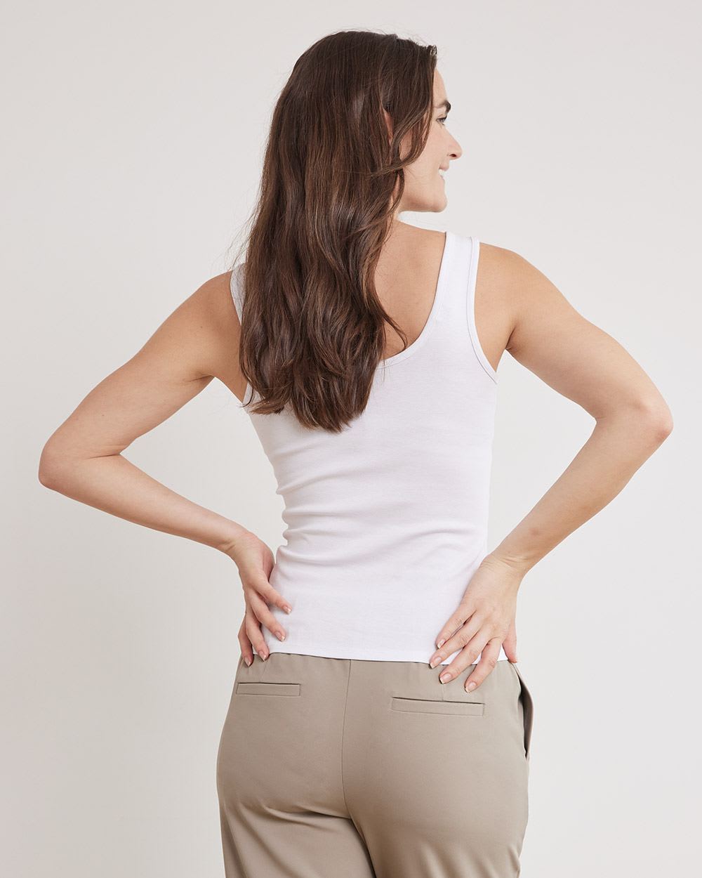 Solid Scoop-Neck Cami with Wide Straps