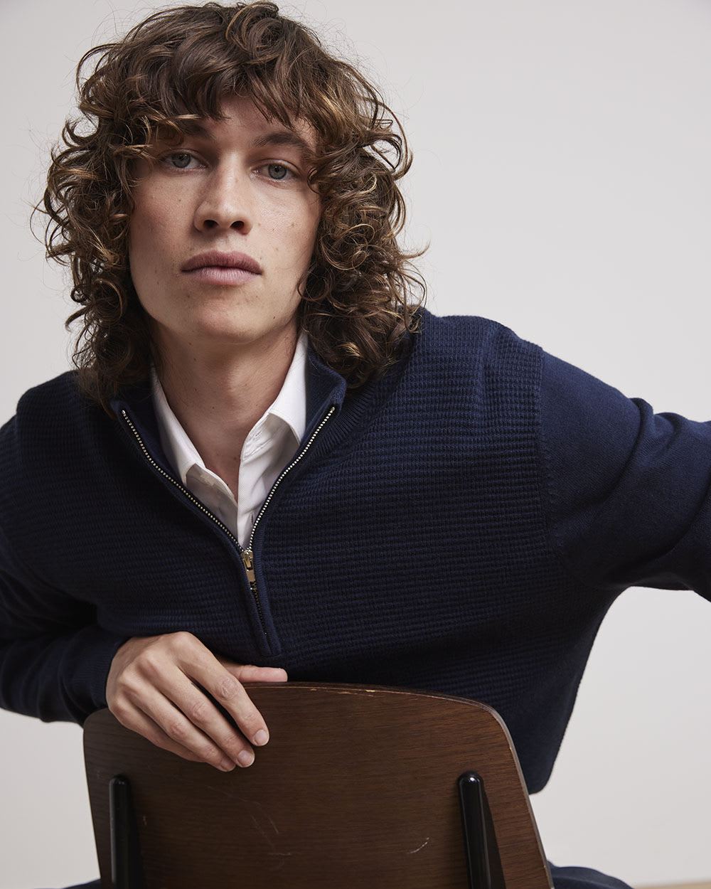 Long-Sleeve Mock-Neck Lightweight Sweater with Half-Zipper