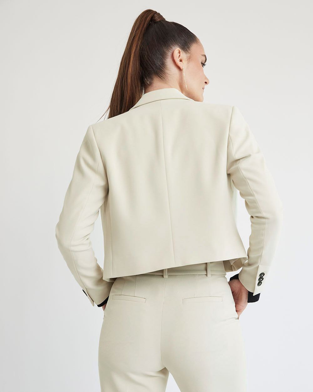 Loose Double-Breasted Crop Blazer