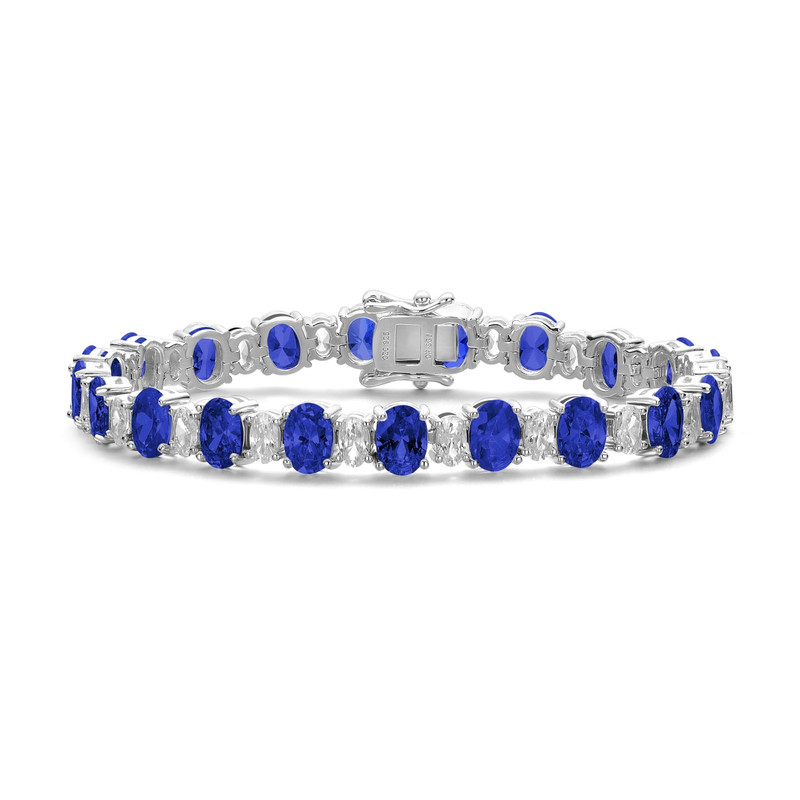 Sterling Silver with Colored Cubic Zirconia Tennis Bracelet