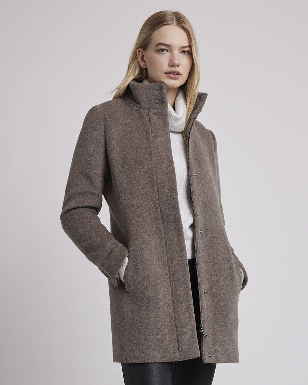 Classic Wool Coat with High Neckline