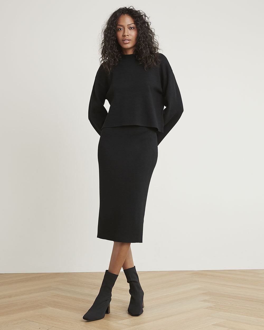 Knitted Pencil Midi Skirt