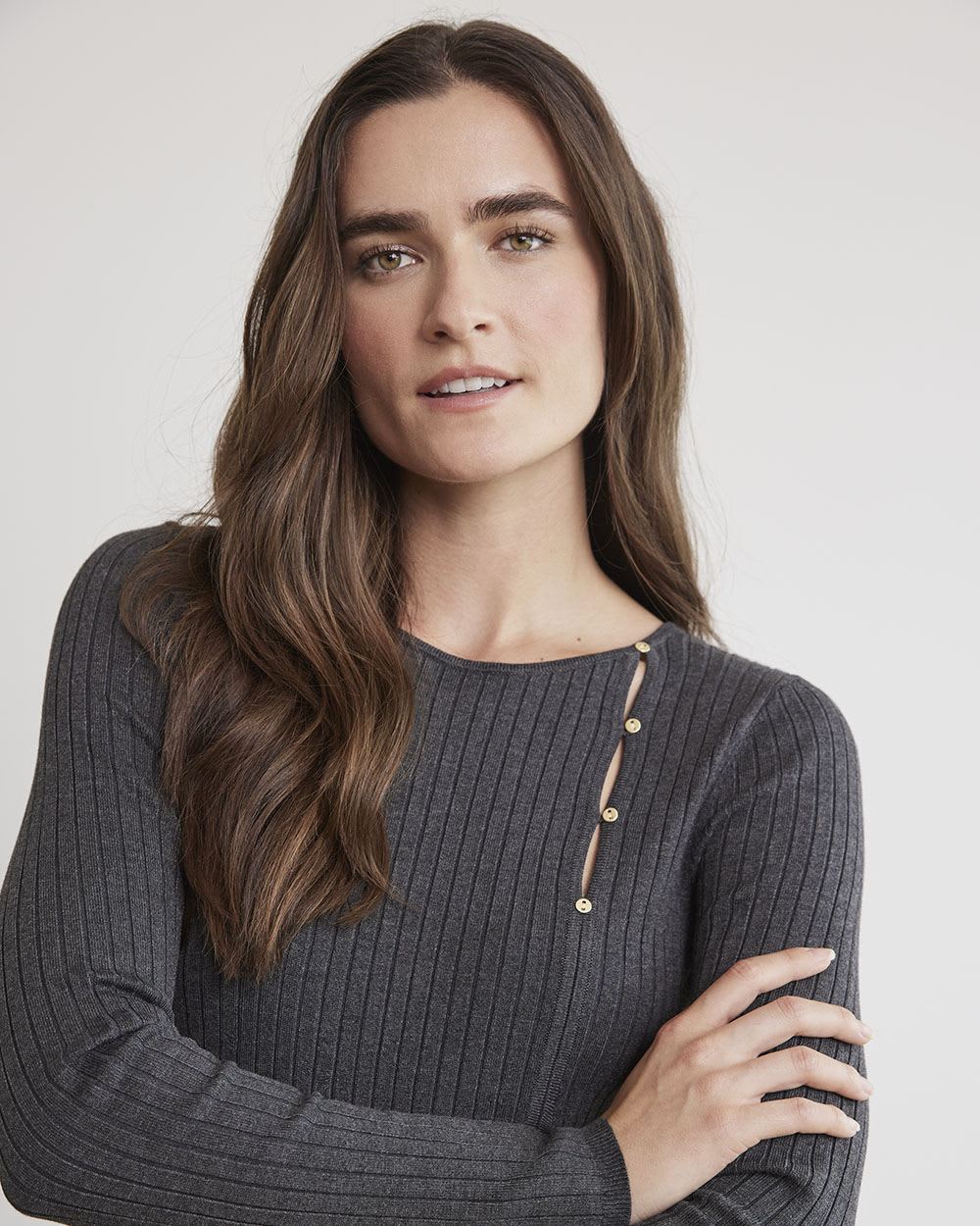 Long-Sleeve Round-Neck A-Line Mini Dress