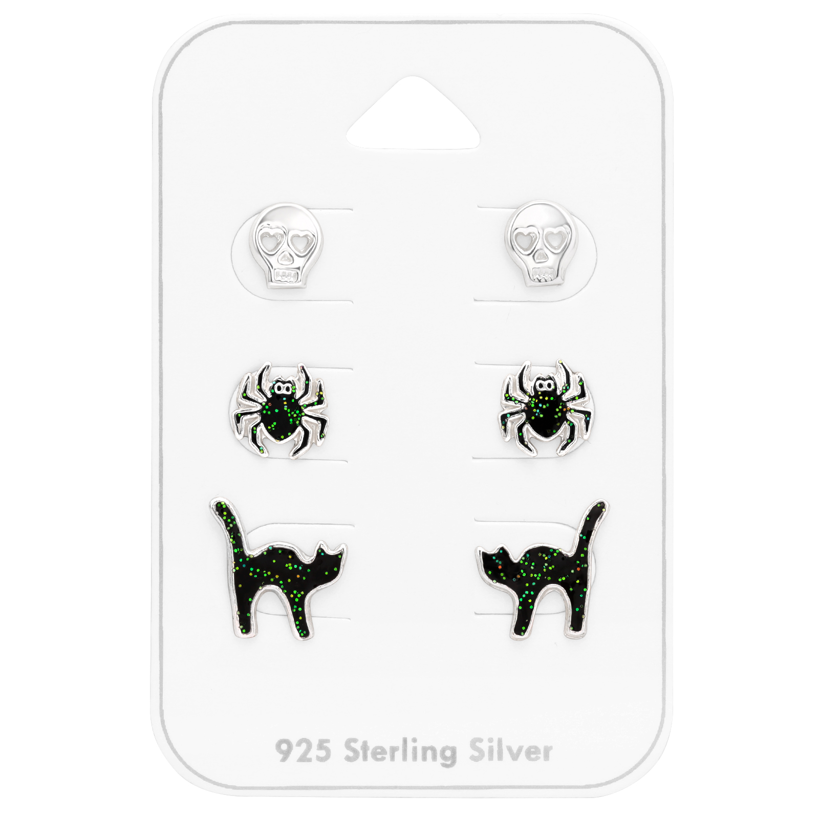 Sterling Silver Halloween Set of 3 Stud Earrings - Ag Sterling