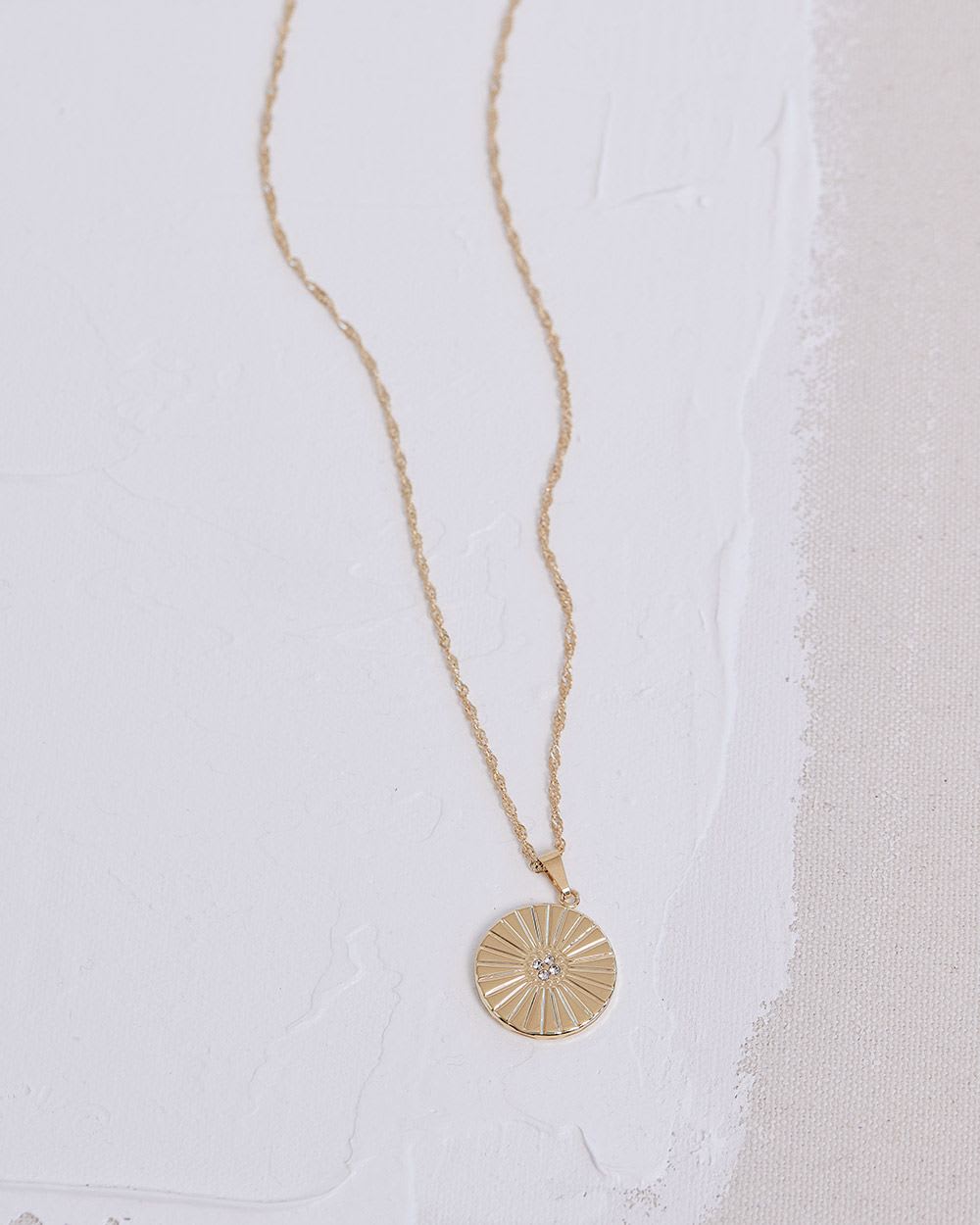 Long Necklace with Disc Pendant