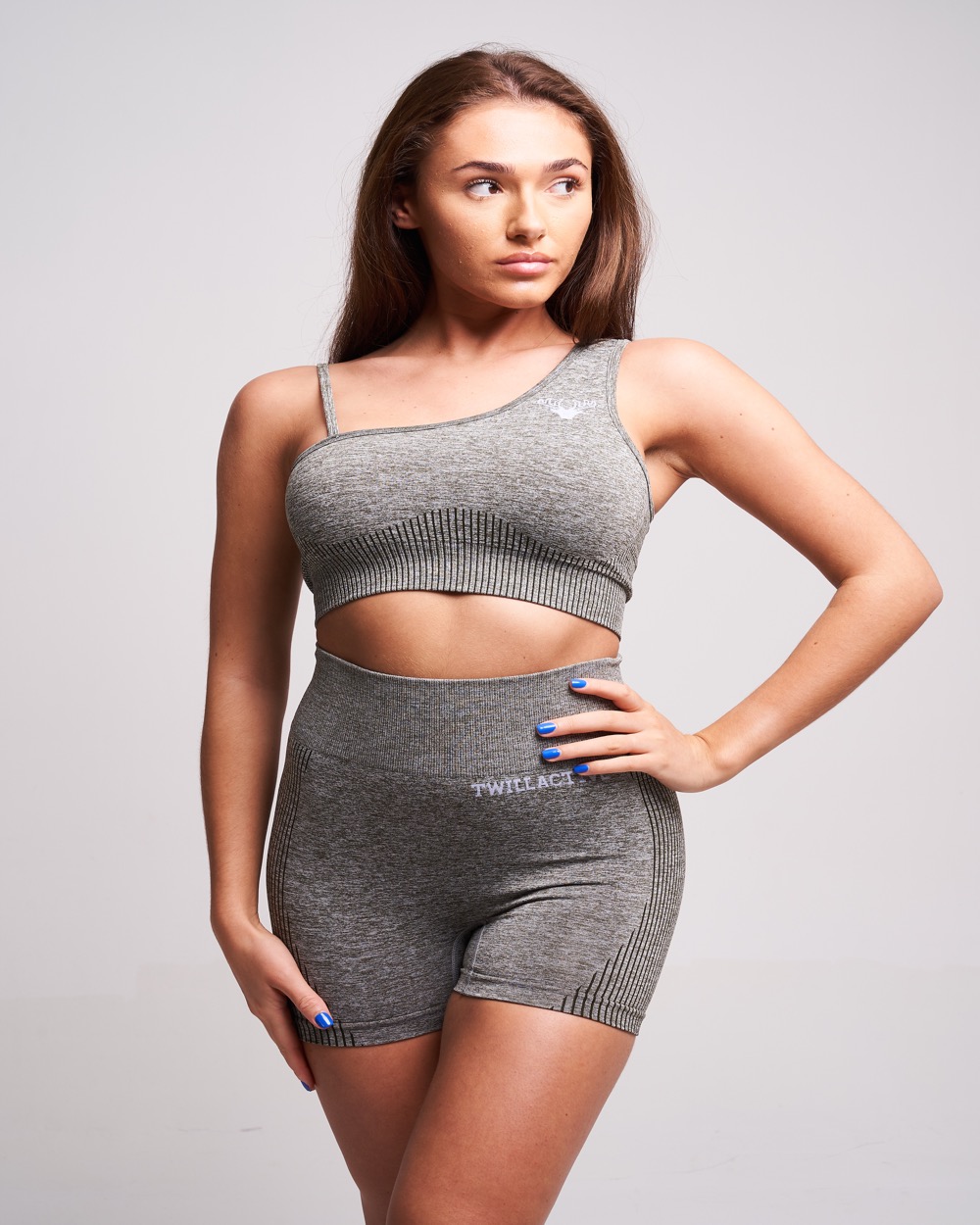 Twill Active - Marcella Recycled Asymmetric Sports Bra - Petrol Marl