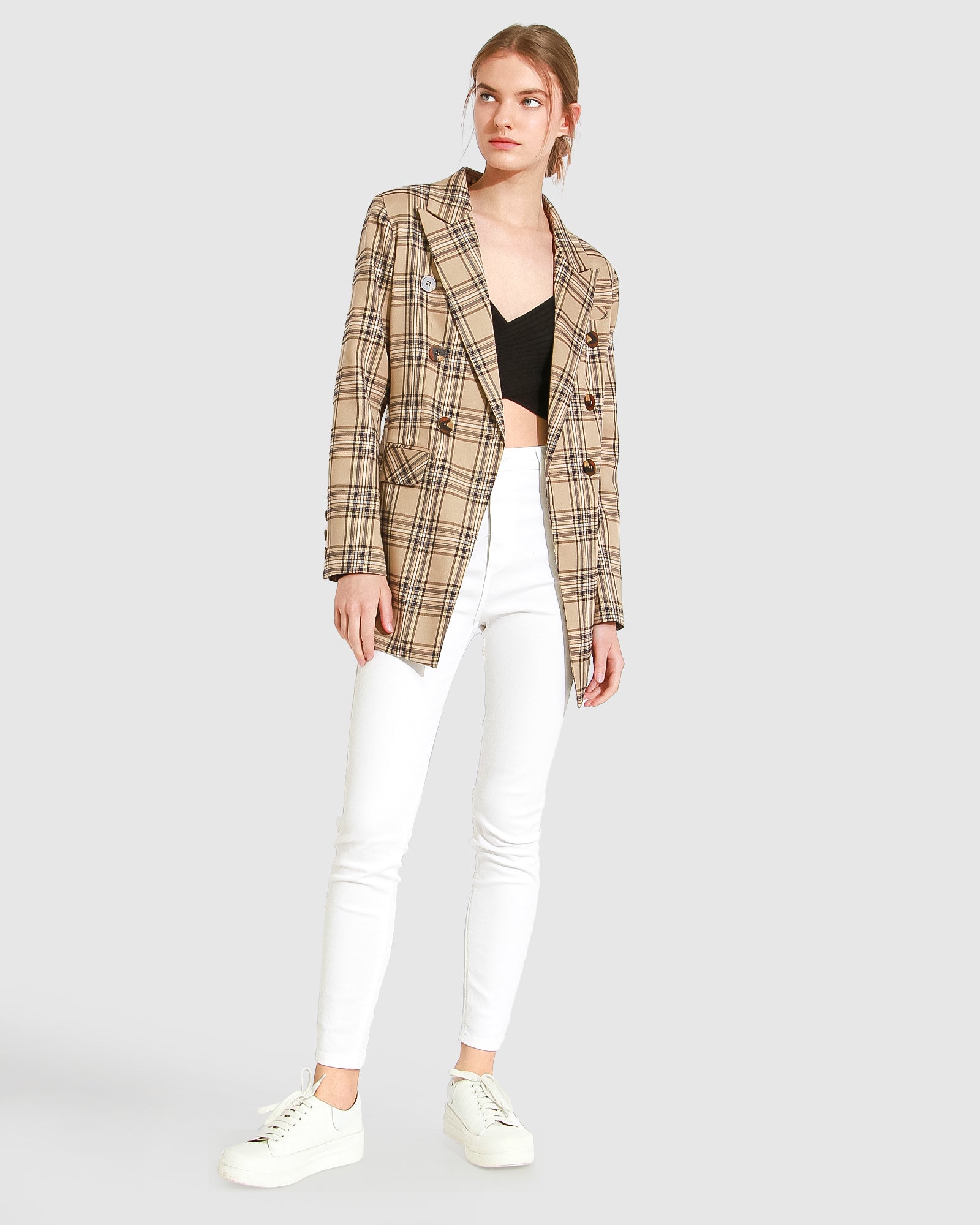 Belle & Bloom Too Cool For Work Plaid Blazer