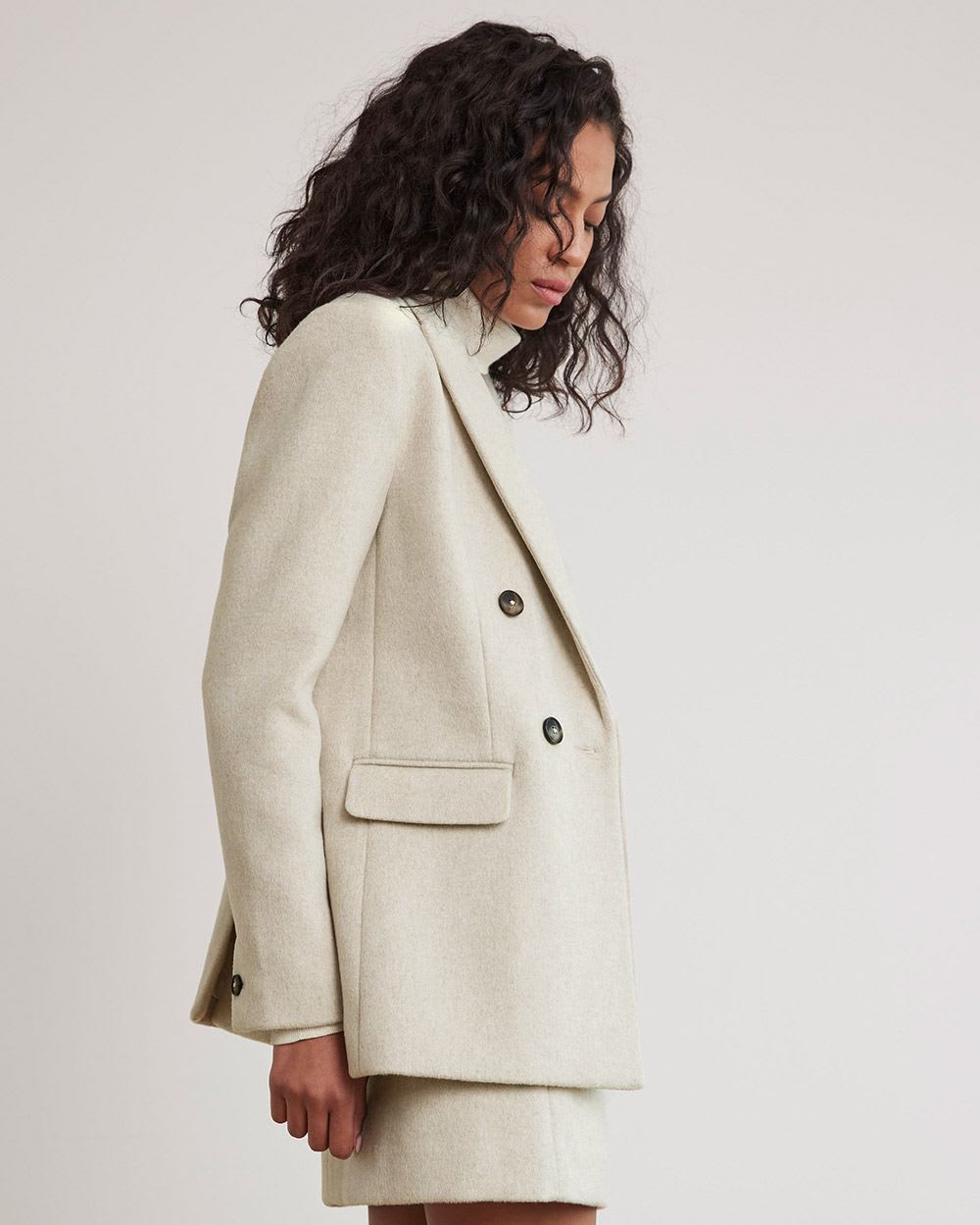 Long Double-Breasted Wool Blazer