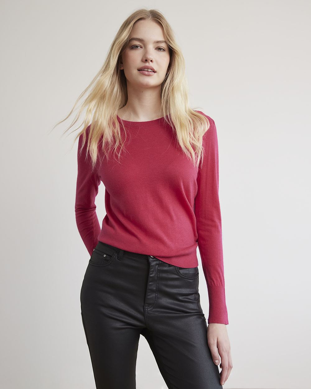 Fine Jersey Long-Sleeve Classic Sweater