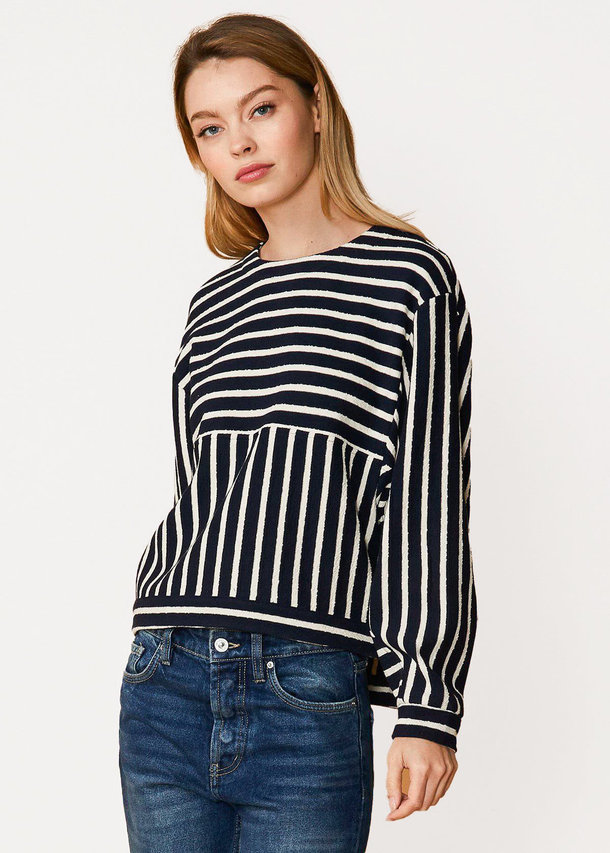 Nurode Striped Dolman Sweatshirt