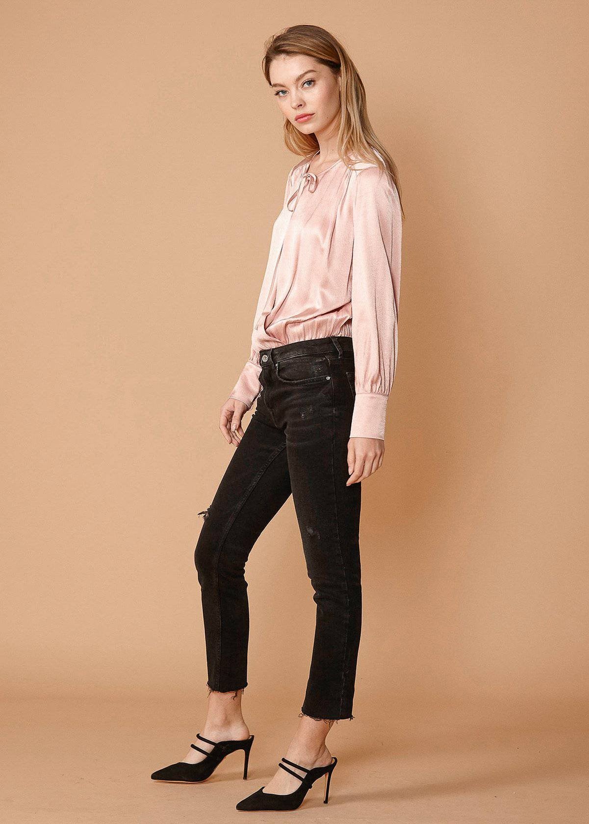 Nurode Tie-Neck Long Sleeve Bodysuit