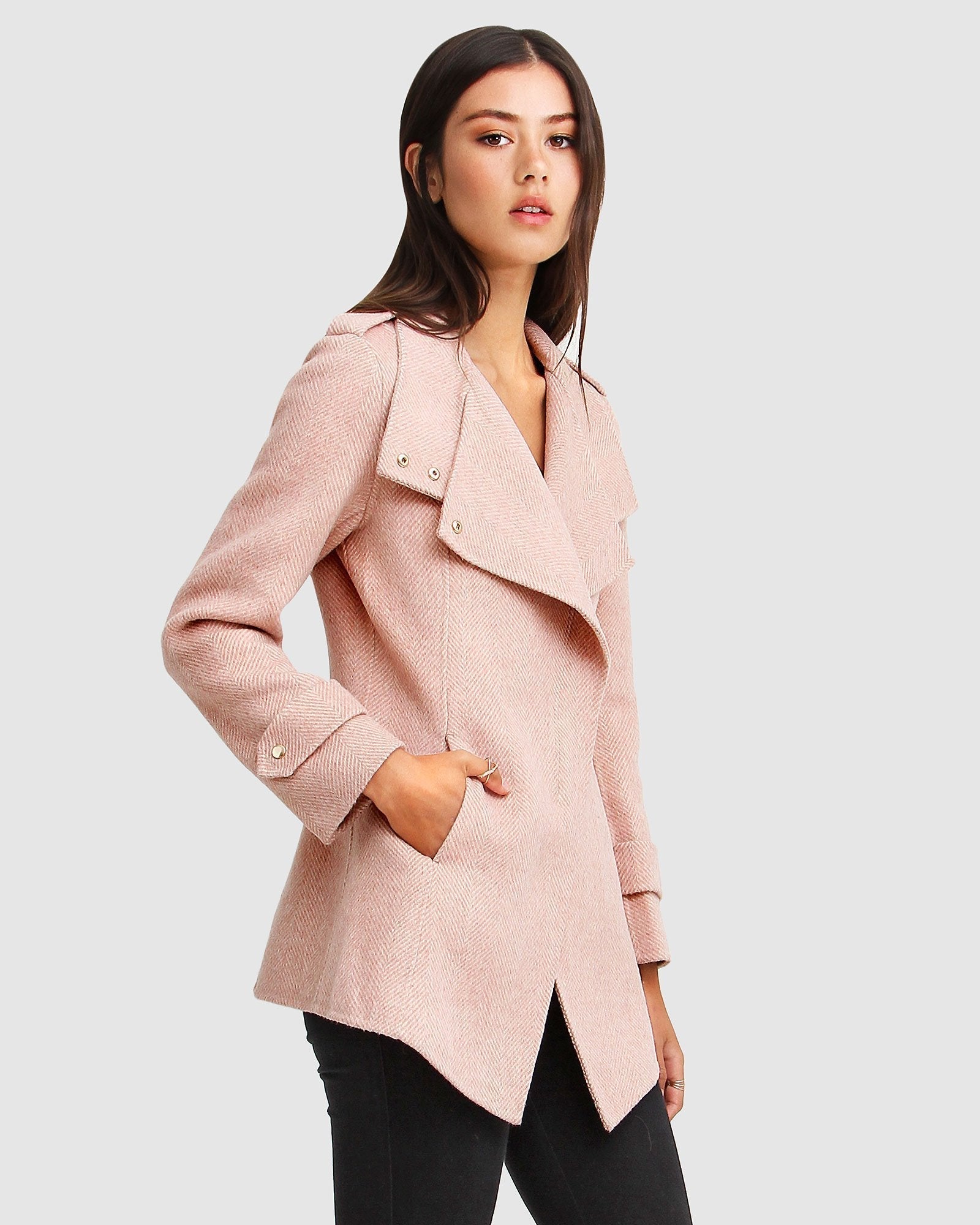 Belle & Bloom NEW FIT Bad Girl Wool Blend Moto Coat