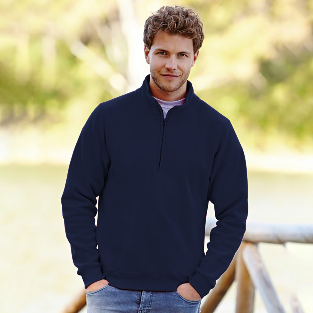 Fruit of the Loom - Mens Premium 70/30 Zip Neck Sweatshirt