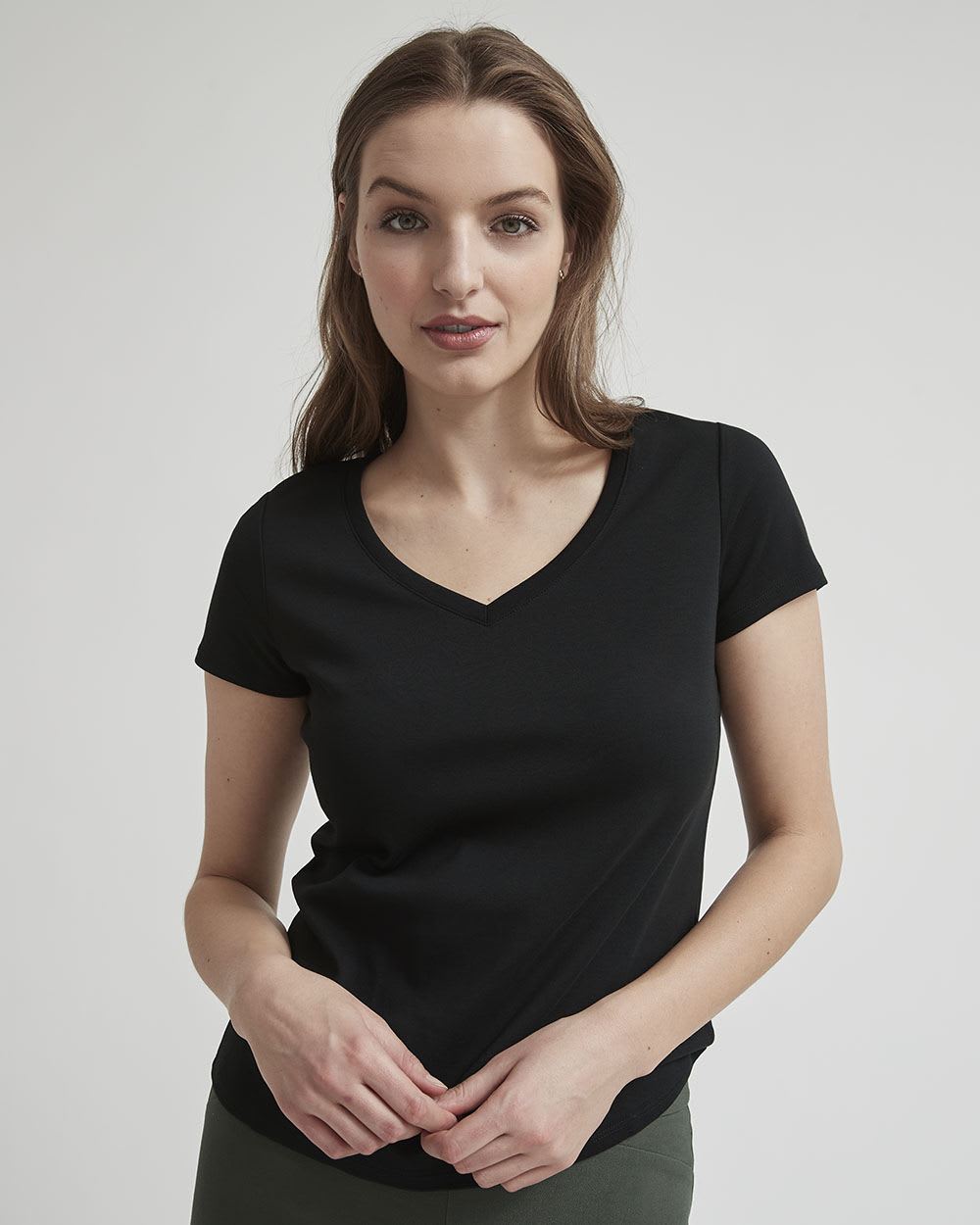 Basic Heavy Cotton V-Neck Short-Sleeve T-Shirt