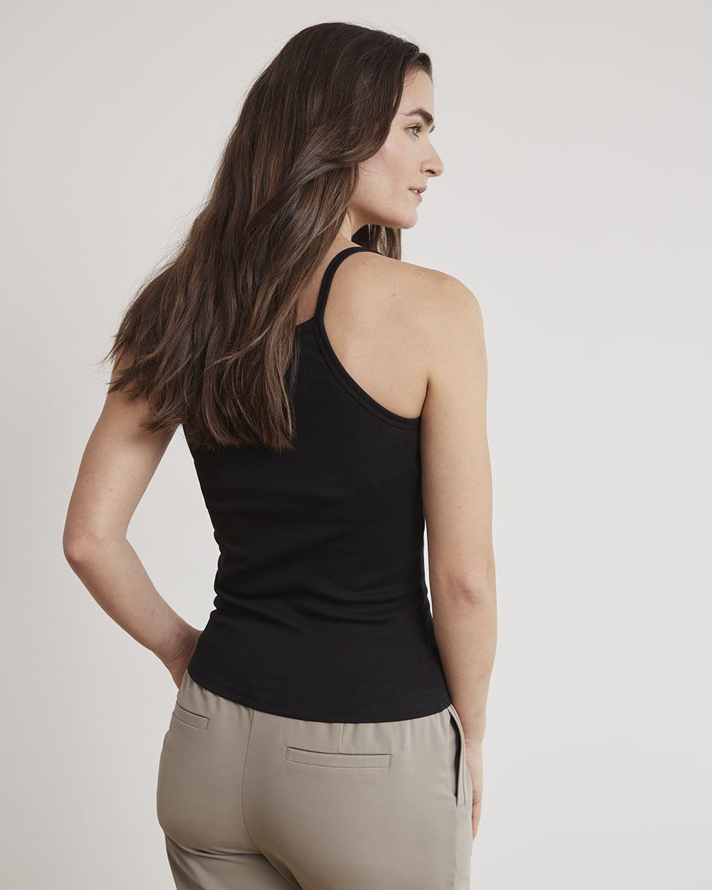 Solid Scoop-Neck Cami with Spaghetti Straps