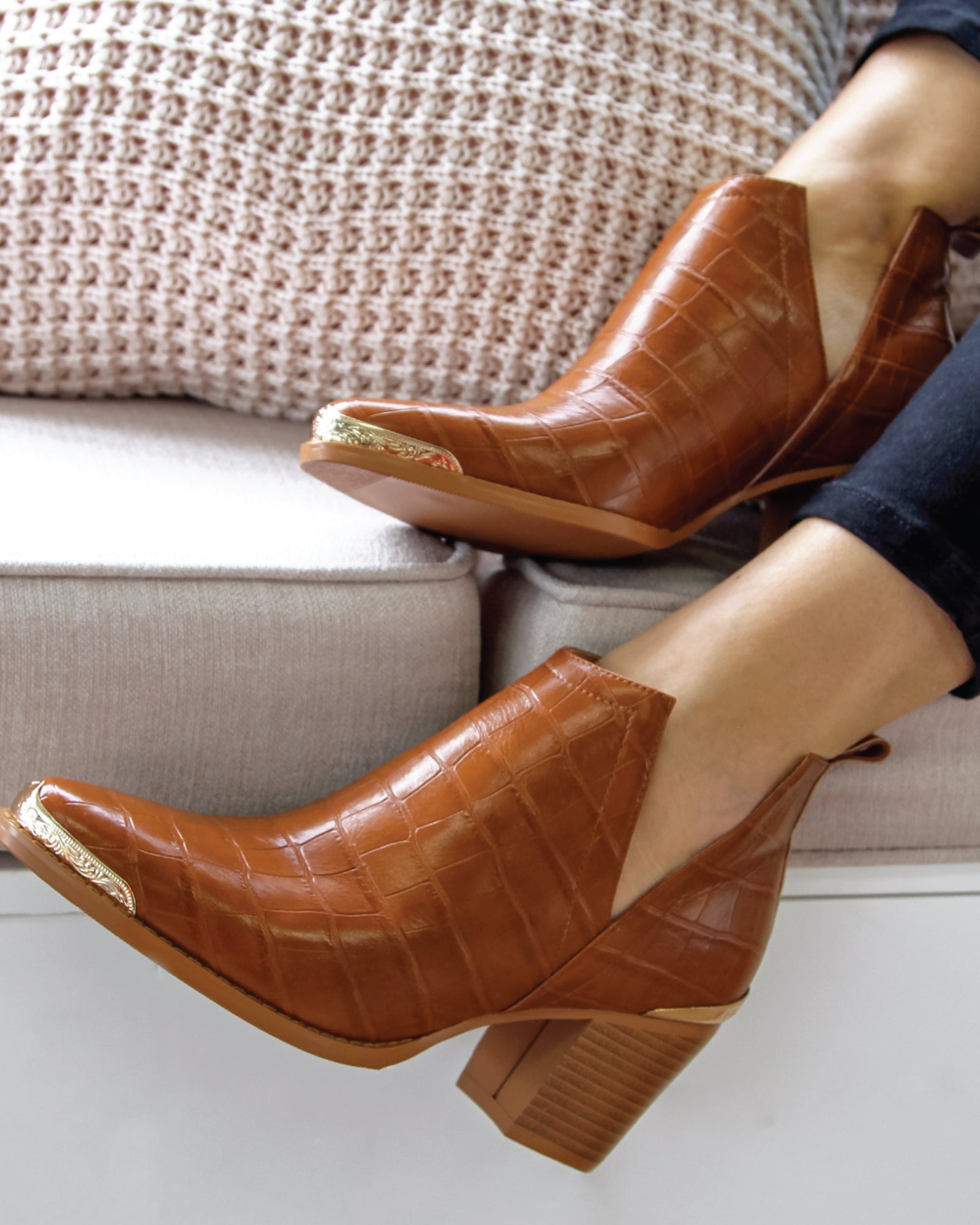 Belle & Bloom Austin Croc Embossed Ankle Boot