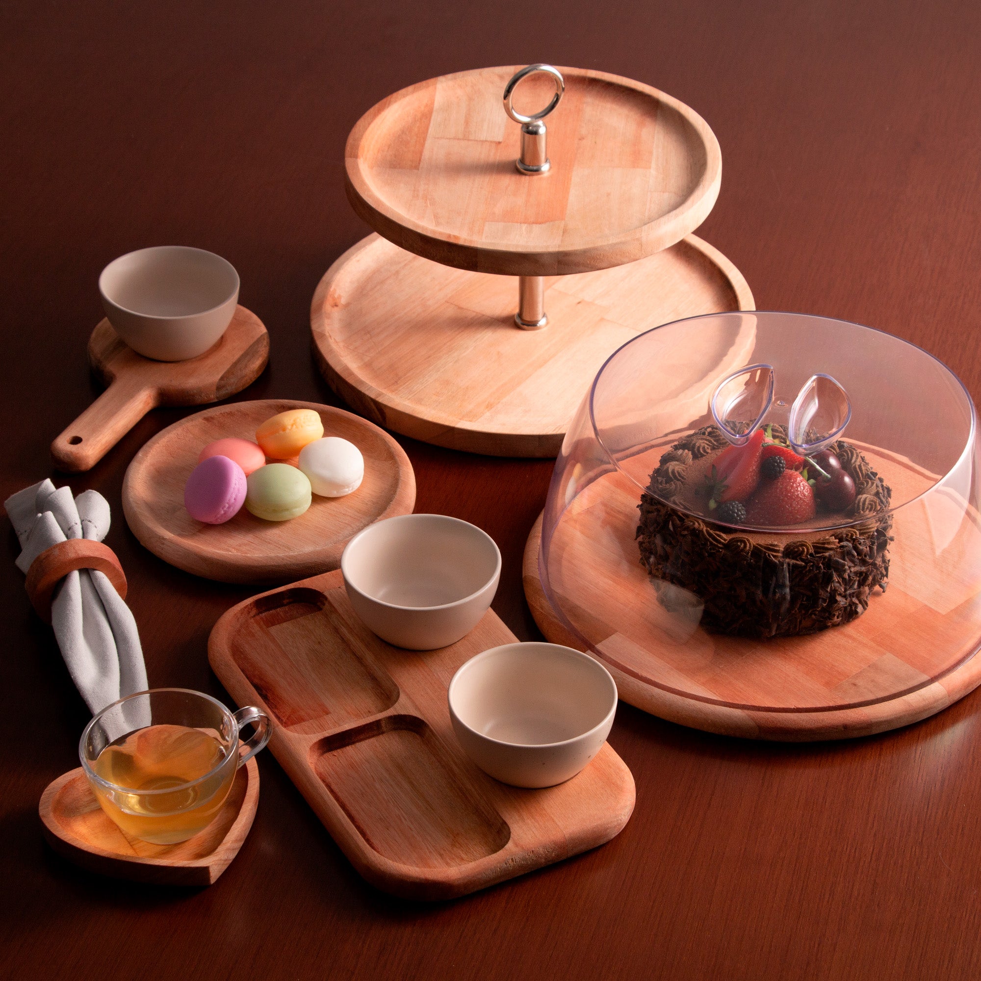 Liptus Collection Serving Platter with 2 Ceramic Bowls Ivory 30x18x6cm