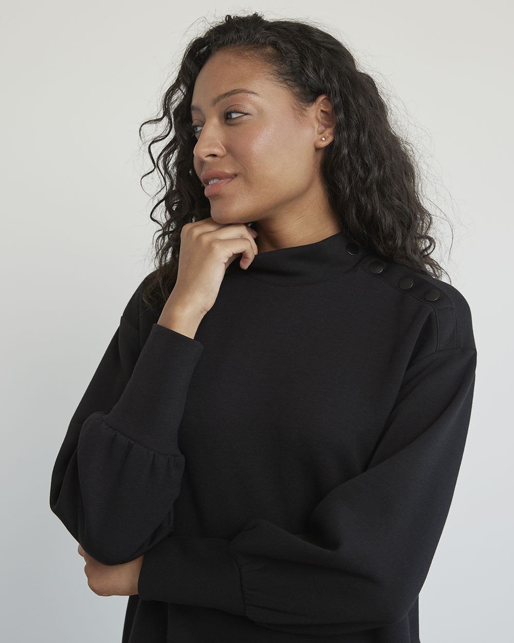 Long-Sleeve Straight Dress with Crew Neckline