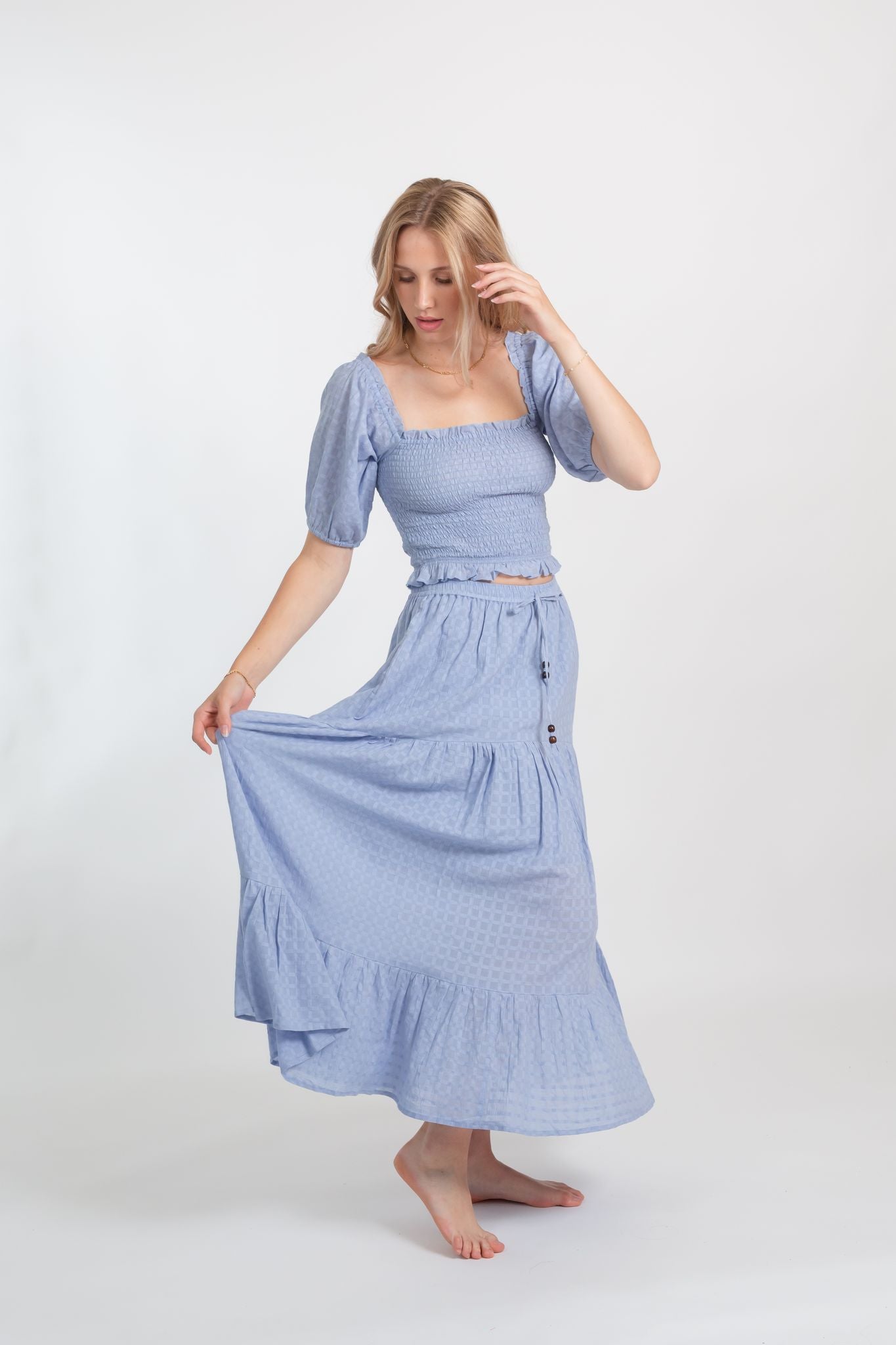 KOY Resort Riviera Boho Tiered Maxi Skirt