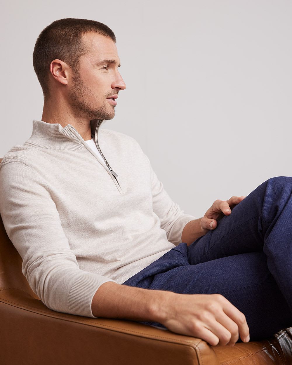 Mock-Neck Sweater with Half-Zip