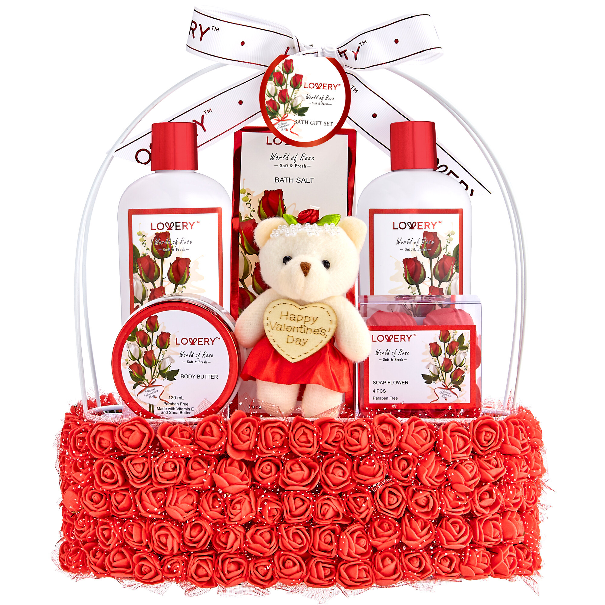 Lovery Mother's Day Spa Gift Basket - Red Rose Scented